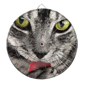 Tabby Cat Licking Paw Dartboard