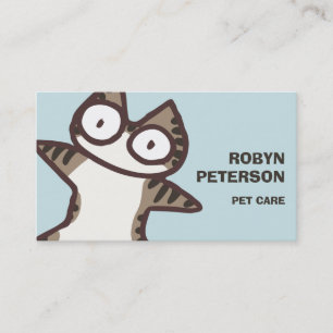 Tabby Cat Light Blue Business Card