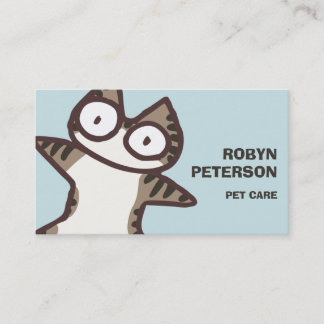 Tabby Cat Light Blue Business Card