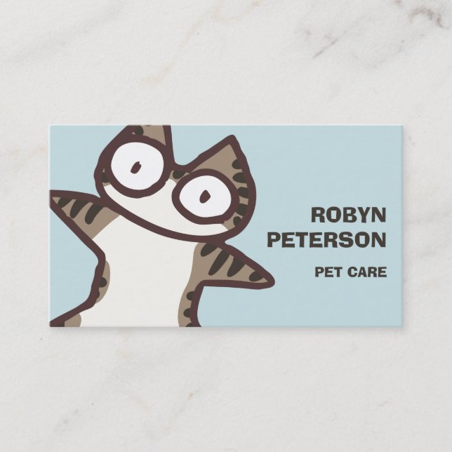 Tabby Cat Light Blue Business Card (Front)