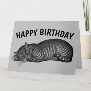 TABBY CAT NAP, EAT CAKE, BIRTHDAY CARD