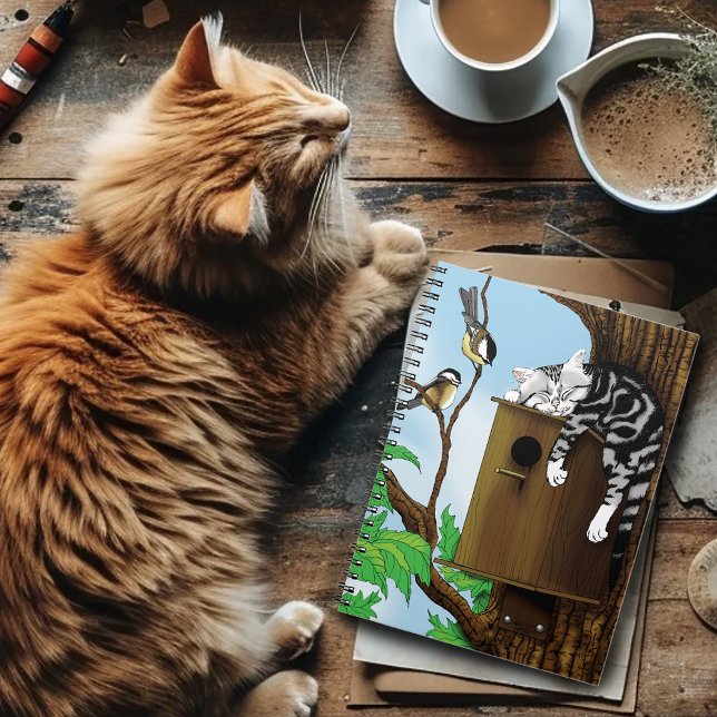 Tabby Cat Napping Birdhouse Notebook (Creator Uploaded)