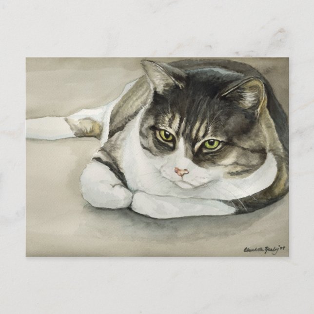 Tabby Cat Original Art Postcard (Front)