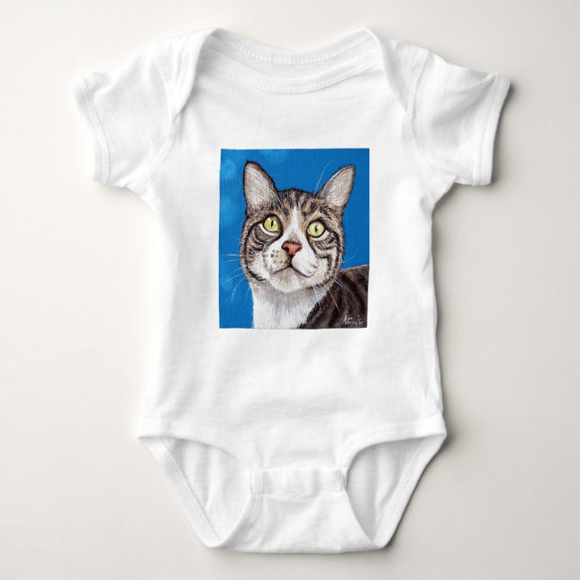 Tabby Cat Painting Baby Bodysuit (Front)