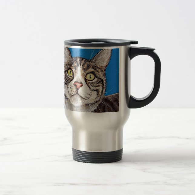 Tabby Cat Painting Travel Mug (Right)