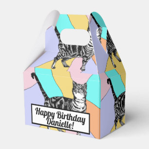 Tabby Cat Pastel Birthday Cats Cake Favour Box
