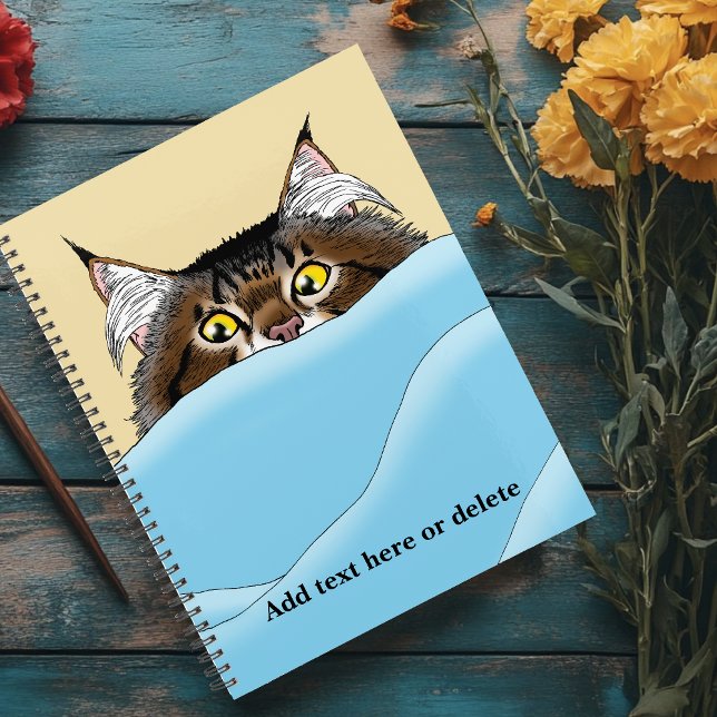 Tabby Cat Peeking Blue Funny Planner (Creator Uploaded)