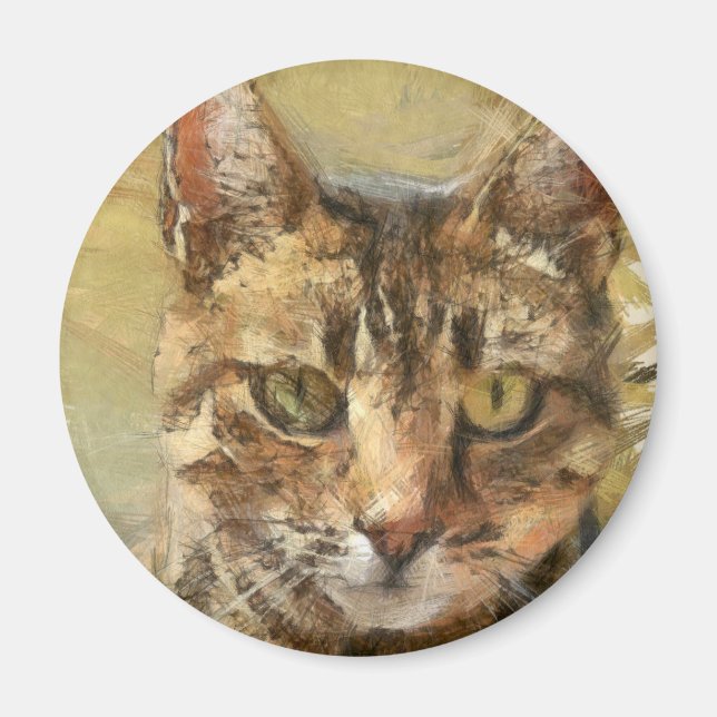 Tabby Cat Pencil Sketch Magnet (Front)