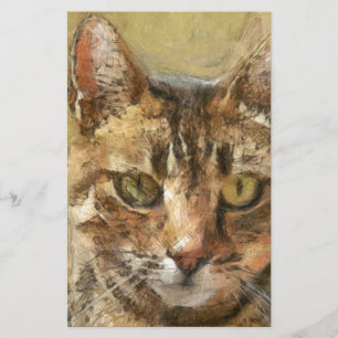 Tabby Cat Pencil Sketch Stationery