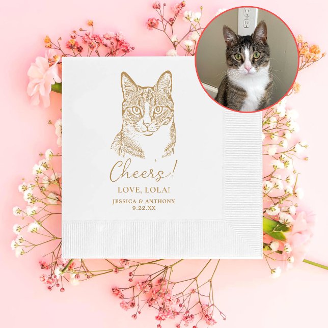 Tabby Cat Personalised Cheers Napkins (Creator Uploaded)