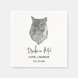 Tabby Cat Personalised Drinks on Me Napkins