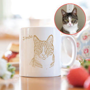 Tabby Cat Personalised Hand Drawing Coffee Mug