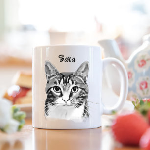 Tabby Cat Personalised Hand Drawing Mug