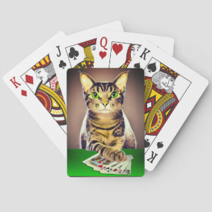 Tabby Cat Playing Poker Playing Cards