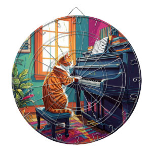 Tabby Cat Playing the Piano Dartboard