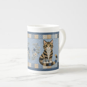Tabby Cat Quilt Bone China Mug