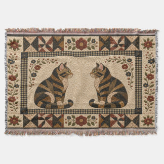 Tabby Cat Quilt Throw Blanket