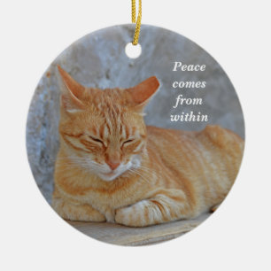 Tabby cat resting in Dubrovnik Inspirational Ceramic Tree Decoration