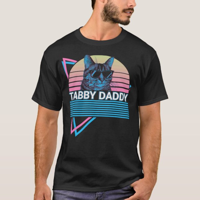 Tabby Cat Retro Tabby Daddy T-Shirt (Front)