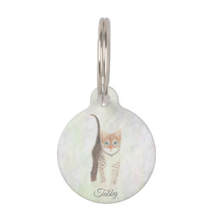 Tabby Cat Round Pet Tag