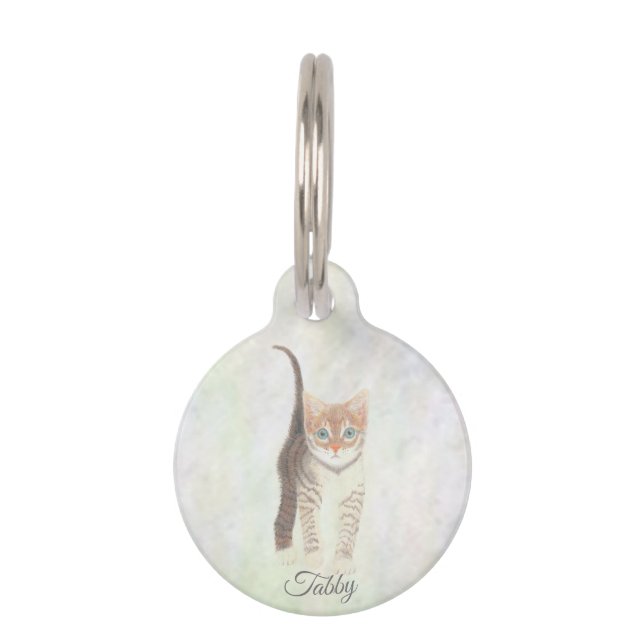 Tabby Cat Round Pet Tag (Front)