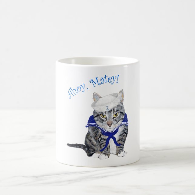 Tabby Cat Sailor Coffee Mug (Center)