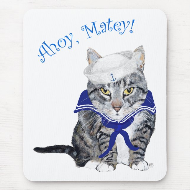 Tabby Cat Sailor Mouse Mat (Front)