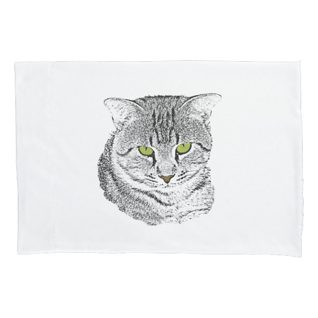Tabby Cat Sketch Pillowcase (Front)