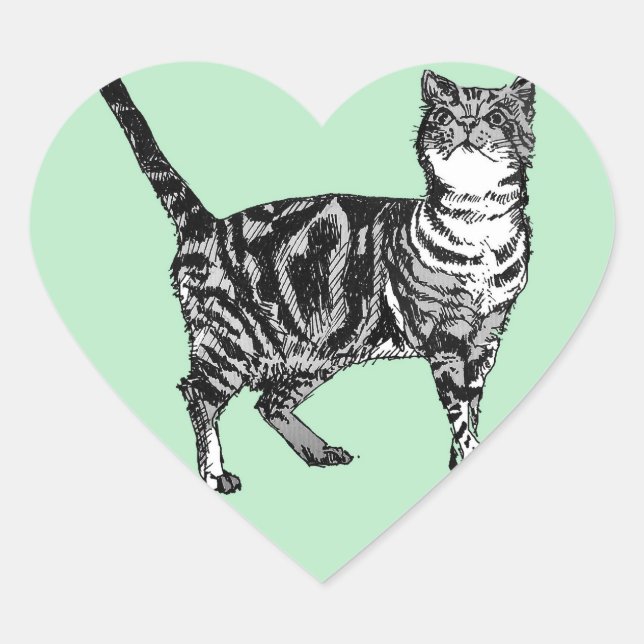 Tabby Cat Stickers Mint Cute cats pets Sticker Set (Front)