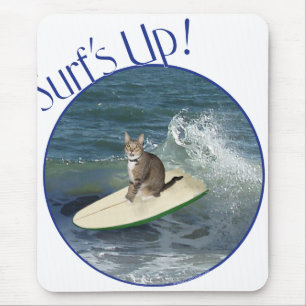 Tabby Cat Surf's Up! Mouse Mat
