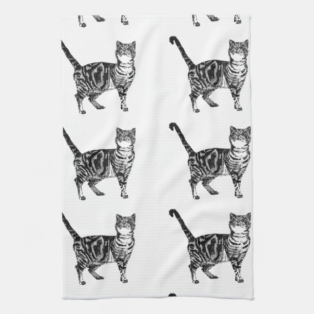 Tabby Cat Tea Towel (Vertical)