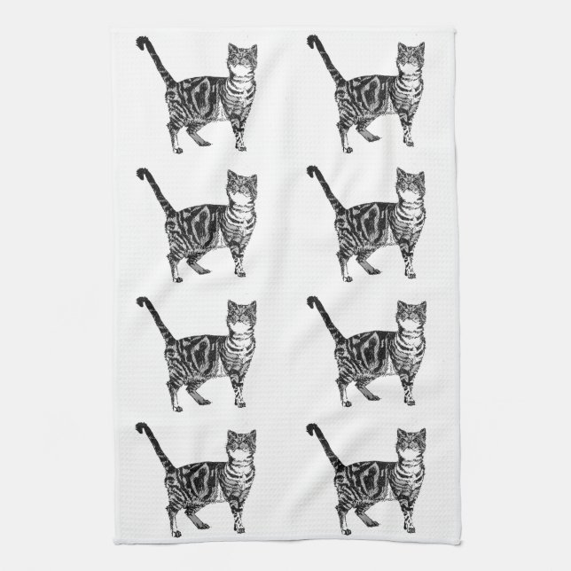 Tabby Cat Tea Towel (Vertical)
