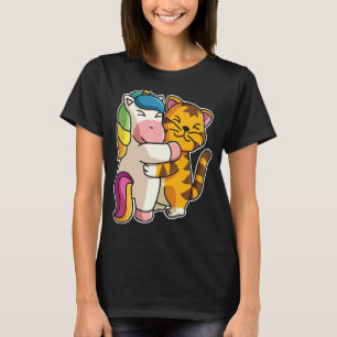 Tabby Cat & Unicorn Cute Animals For Women Cuddlin T-Shirt