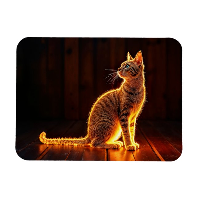 Tabby cat warm lighting animal glowing aura magnet (Horizontal)