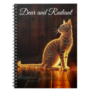 Tabby cat warm lighting animal glowing aura notebook