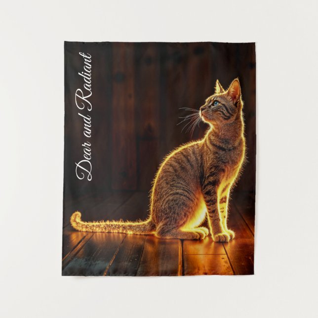 Tabby cat warm lighting animal glowing aura tapestry (Front)