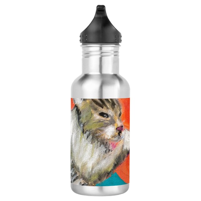 Tabby Cat washing toes Water Bottle (Right)