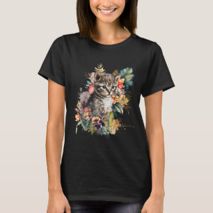 Tabby Cat Watercolor Cute Kitten Cat T-Shirt