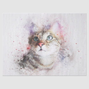 Tabby Cat Watercolor Tissue Paper