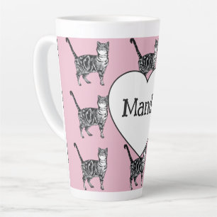 Tabby Cat Whimsical Light Blue Cats Girls Latte Mug