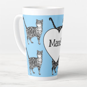 Tabby Cat Whimsical Light Blue Cats Girls Latte Mug