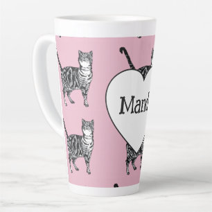 Tabby Cat Whimsical Light Pink Cats Girls Latte Mug