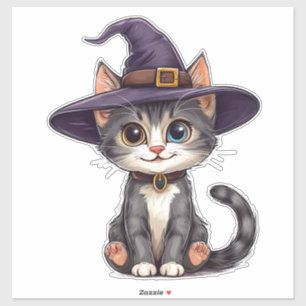 Tabby Cat Witch Hat Cute Halloween Pet Lovers