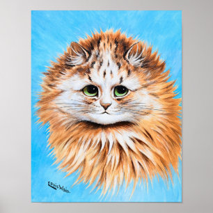 Tabby Cat With Green Eyes, Head Study by L. Wain Poster