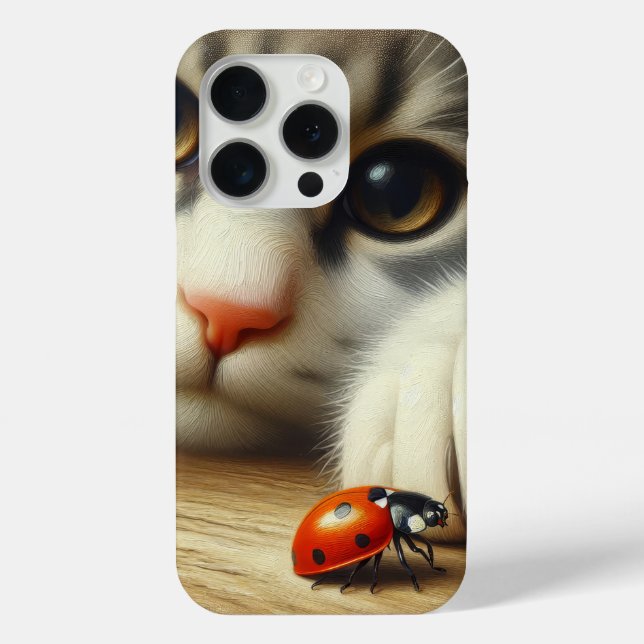 Tabby Cat With Ladybug Case-Mate iPhone Case (Back)