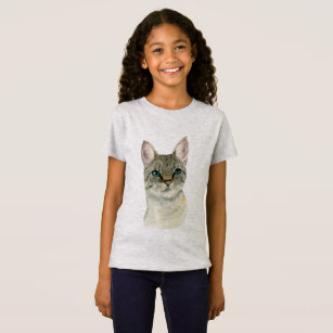 Tabby Cat with Pretty Green Eyes Watercolor T-Shirt