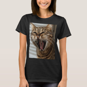 Tabby Cat Yawning Artistic Portrait 1 T-Shirt