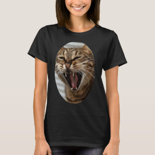 Tabby Cat Yawning Artistic Portrait 3 T-Shirt