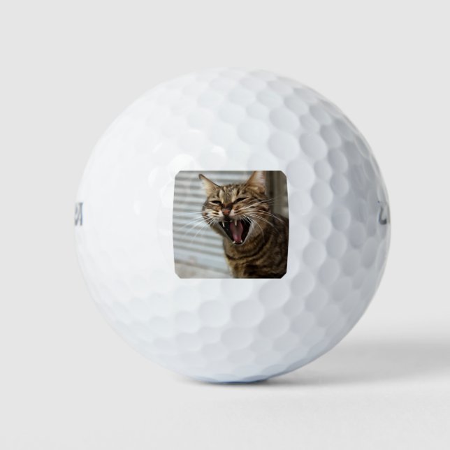 Tabby Cat Yawning Artistic Portrait Golf Balls (Front)