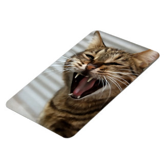 Tabby Cat Yawning Artistic Portrait Magnet